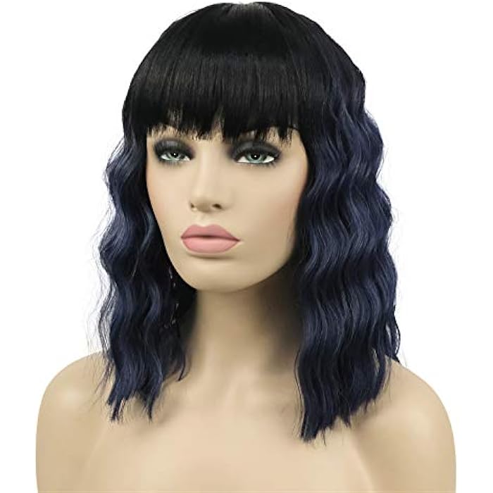 DILLARDS Lydell Mid-Length Wavy Synthenic Ombre Wigs With Bangs For Wowen Girls Blue - Image 5